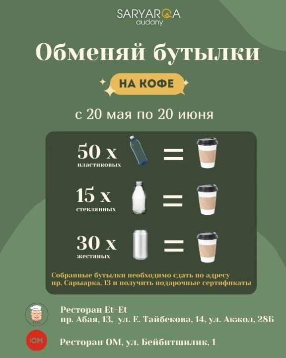 Астанчане смогут обменять собранный мусор на кофе Астанчане смогут обменять собранный мусор на кофе