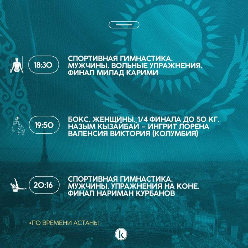 расписание выступлений казахстанских спортсменов на 3 августа расписание выступлений казахстанских спортсменов на 3 августа