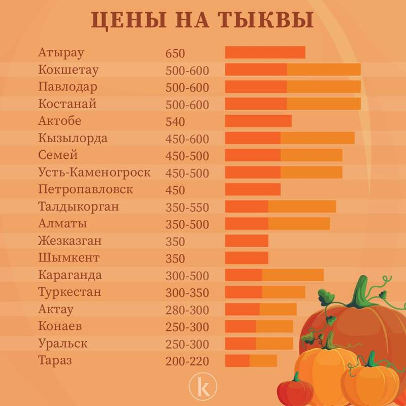 Сезонный продукт&nbsp;&mdash; сколько стоит тыква в&nbsp;регионах РК
