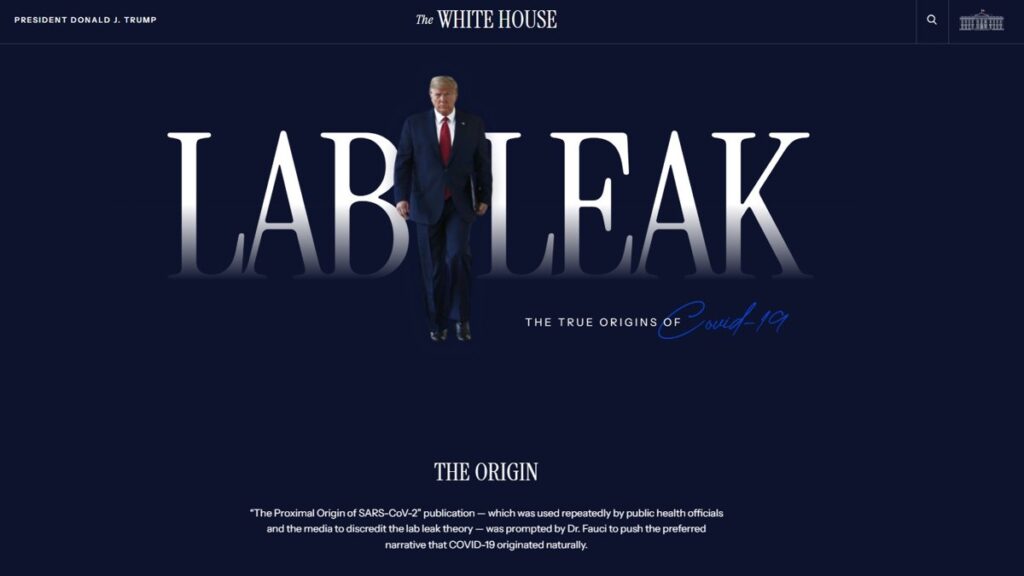 Белый дом открыл веб-страницу об «истинном происхождении» коронавируса
