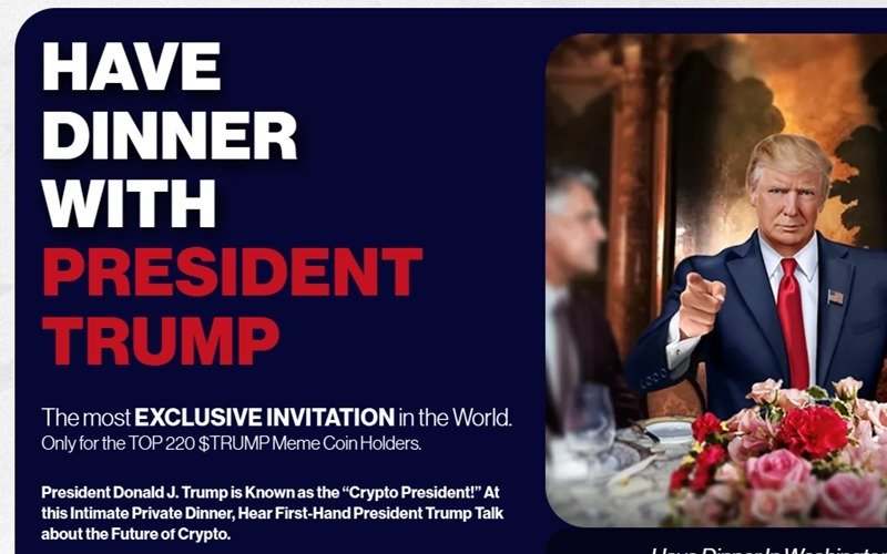 Трамп предлагает частный ужин 220 крупнейшим инвесторам своего Memecoin