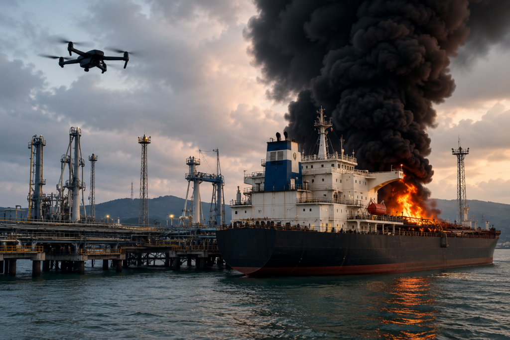 Дроны вновь ударили по терминалу КТК: погрузка казахстанской нефти временно остановлена
